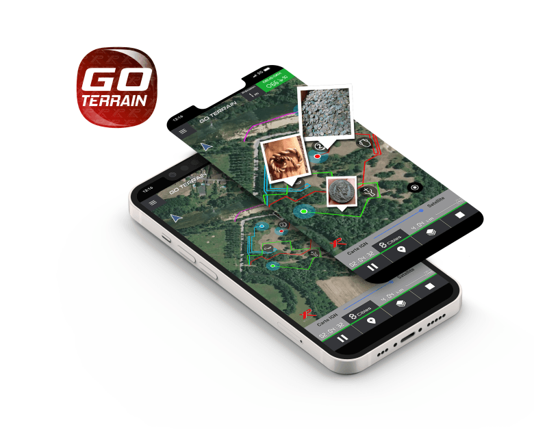 Application mobile GO TERRAIN — enregistrez vos parcours et trouvailles de détection sur une carte